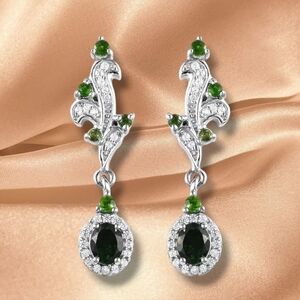NWT TANZANIAN CHROME TOURMALINE & MULTI-GEMSTONE EARRINGS PLATINUM OVER SILVER